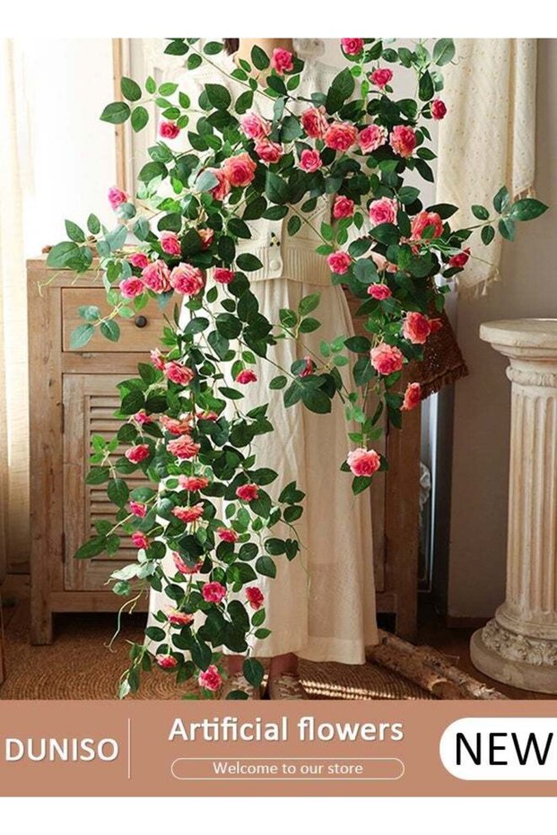 68 inch Flower Garland Fake Rose Vine Artificial Flower Hanging Rose Ivy Flower Plants Artificial,H