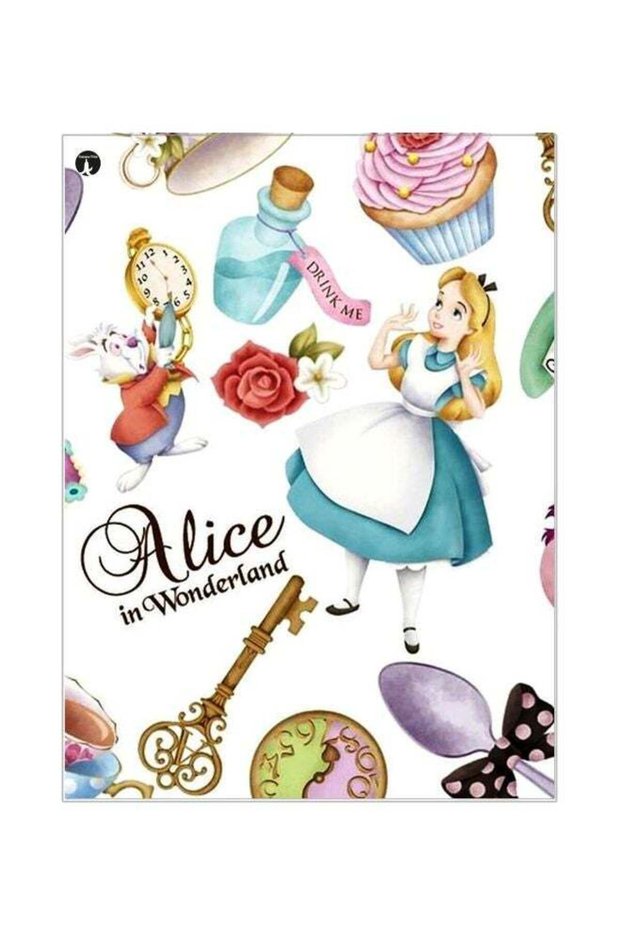 Alice In Worderland Themed Metallic Plate Multicolour 20x15cm