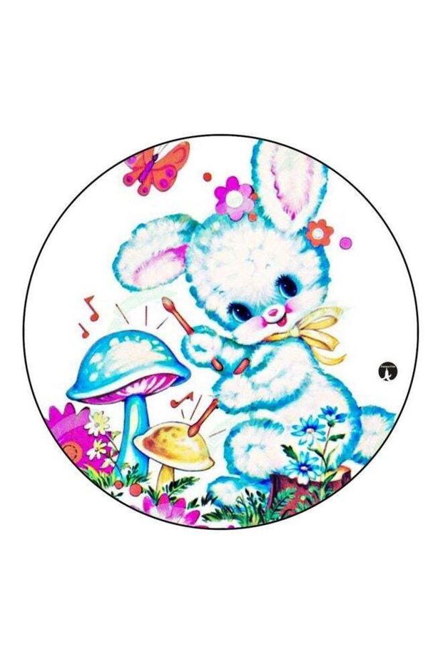 Bunny Printed Fridge Magnet White/Blue/Pink 5.5cm