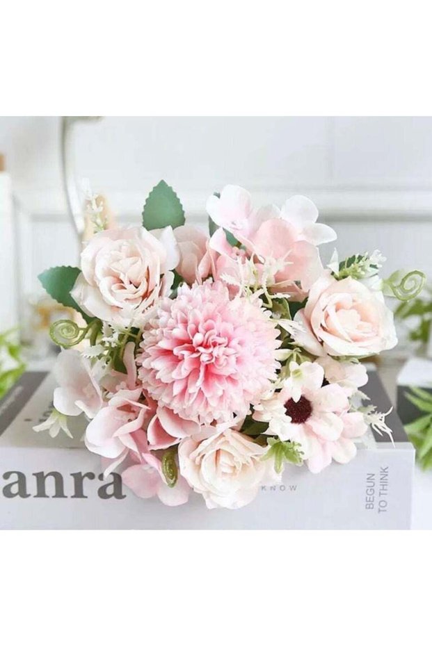 Pink Fake Flowers, Silk Mixed Artificial Flowers, Faux Flower Arrangement Suitable for Party, Home