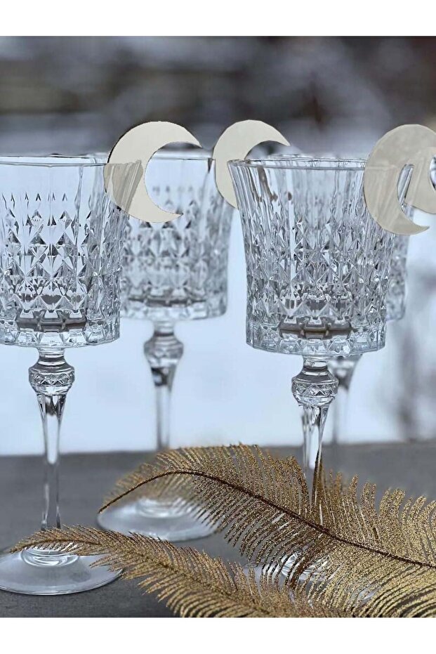 Silver Crescent Moon Ramadan Glass Decorations Set