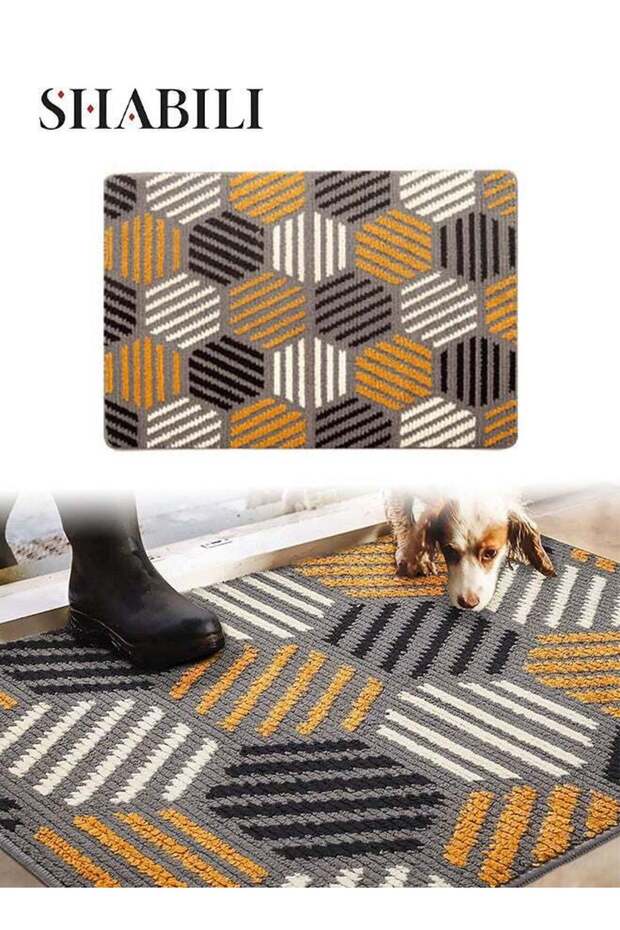 Front Door Mat Doormats Rug Floor Mat, Polyester Machine Washable Dirt-Trapping High Elasticity Foo