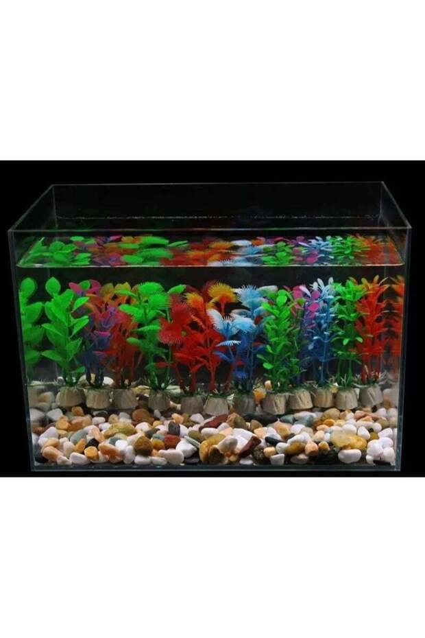 Aquarium Decorations 12 Pack Lifelike Plastic Decor Fish Tank Plants,Used for Household and Office