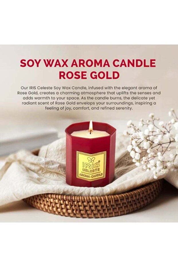 Rose Gold Soy Wax Jar Candle with lid - 113grams, Scented candle 4oz | 25 Hours Burn-time | Warm Fl