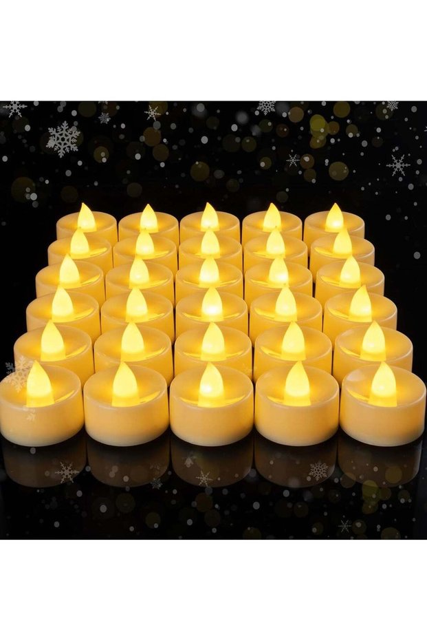 12Pack Flameless Led Tea Lights Candles, Realistic And Bright Flickering Long Lasting Battery-Power