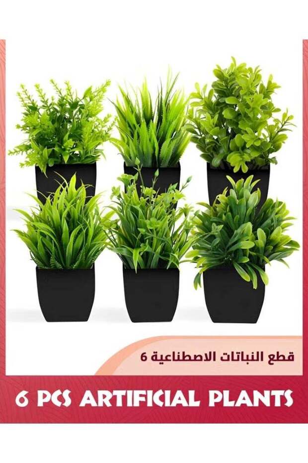 Artificial Plants With Pot,6 Pack Fake Plants Mini Potted Artificial Plants,Small Houseplants Green