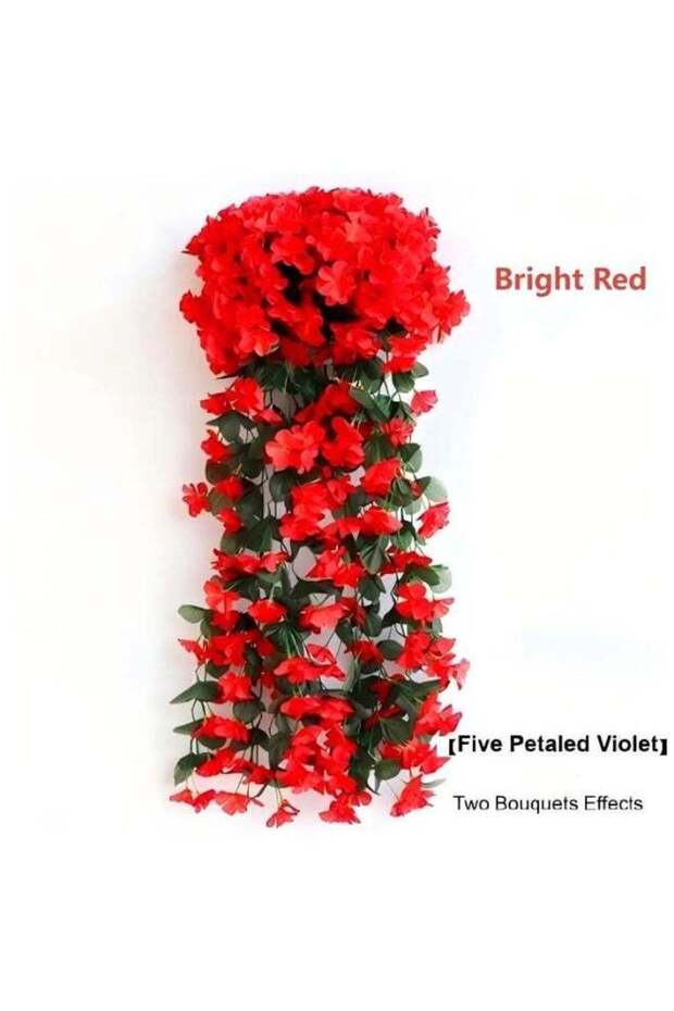 1 Piece Simulated Violet Flower Vine Silk Artificial Flowers Fake Plant Wall Hangings for Home Wedd