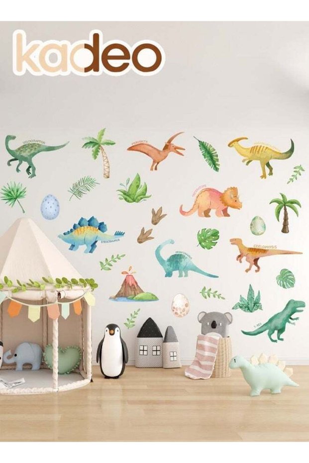 Dinosaur Wall Stickers for Kids Room Decor, Cartoon Dinosaur Wall Decals, Jurassic Theme Nursery Wa