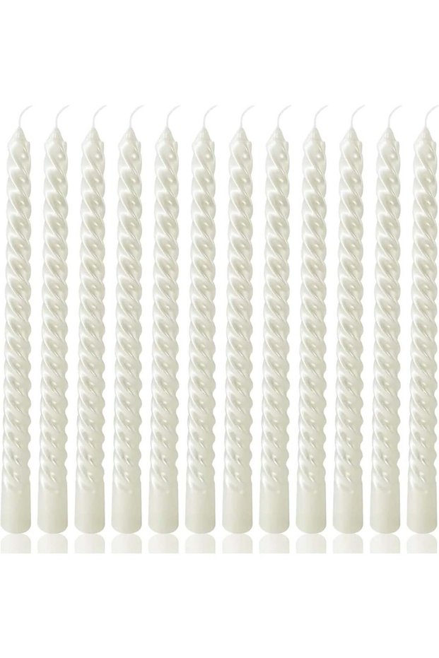 10 Inch White Spiral Taper Candles,12 Pack Unscented,Dripless for Holiday Decor