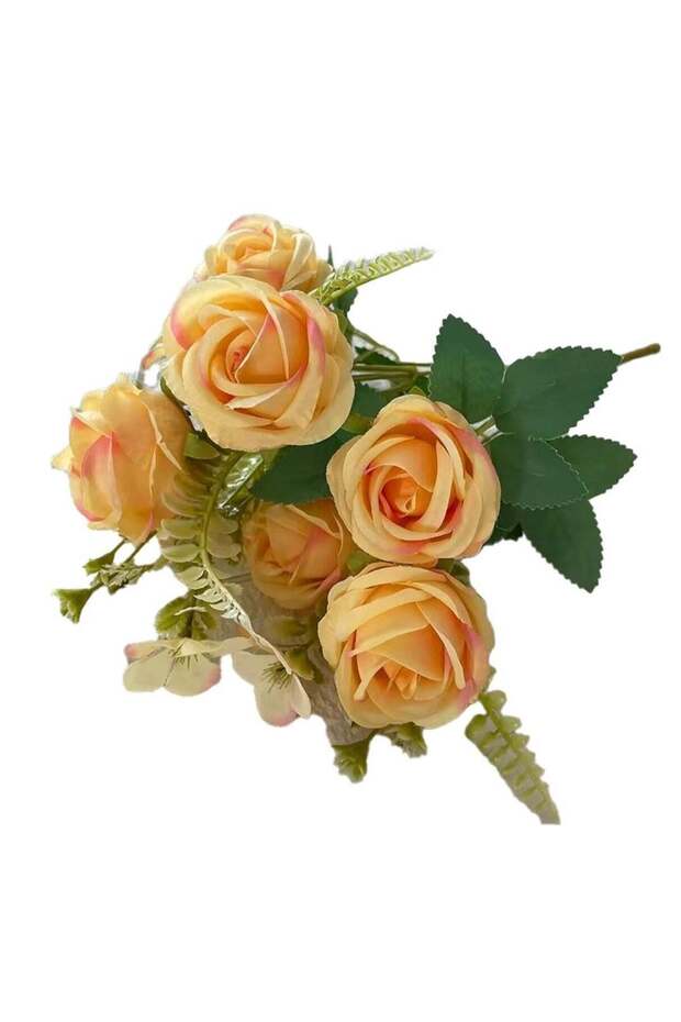 7-Head Tulip Rose Decoration: Lifelike Artificial Flower Orange