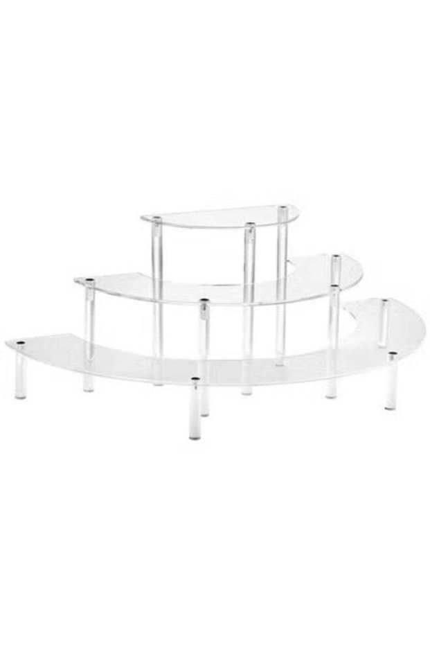 Acrylic Display Riser - 3 Tier Clear Cupcake Stand, Perfume Organizer, Half Moon Dessert Stand, She