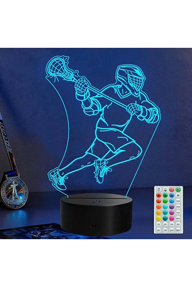 ARS® Lacrosse Night Light - 3D Illusion Lamp with Remote Control and 16 Color Changing