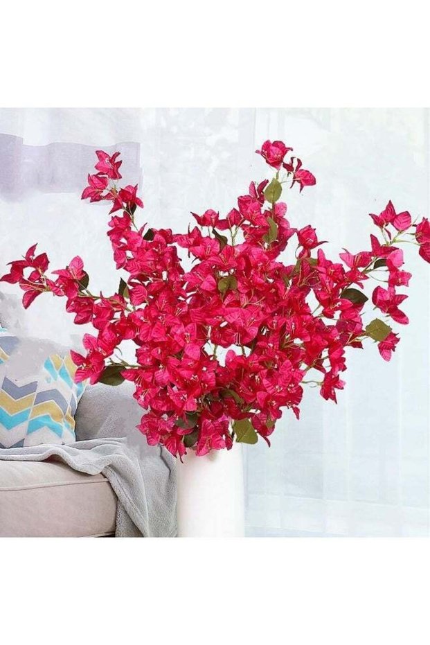 LATIFA Artificial Flowers Silk Bougainvillea Branches With Long Branches Set of 4 Deep PInk