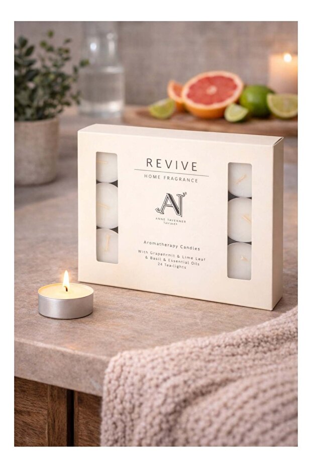 24 Tea-Lights Pack Scented, Revive Aromatherapy | Made with Shea Butter Wax | Burn Time - 4hrs eac
