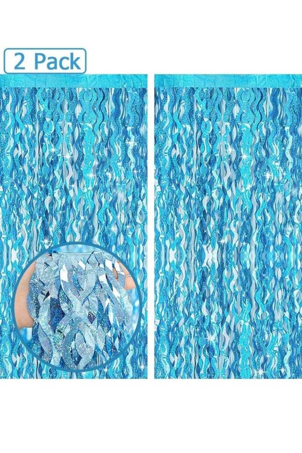 Party Decorations Wavy Foil Fringe Backdrop - 2 Pack 3.28 ft x 6.56 ft Tinsel Foil Fringe Curtains,