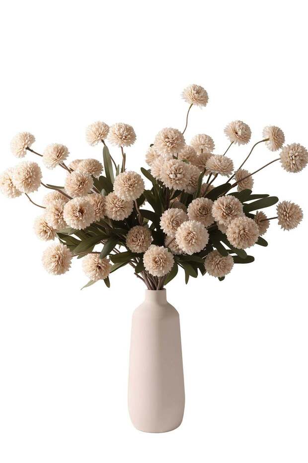 Artificial Flower 5pcs Faux Silk Mini Chrysanth with Stems, Bulk Fake Wedding Filler Flowers for DI