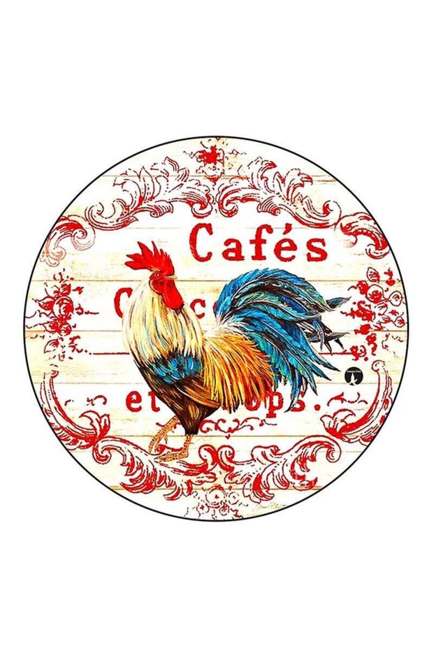 Rooster Printed Fridge Magnet Round Multicolour