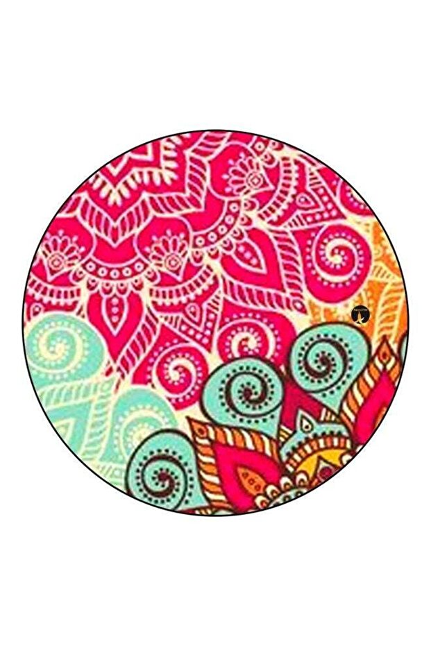 Abstract Printed Fridge Magnet Pink/Green/Yellow 5.5cm