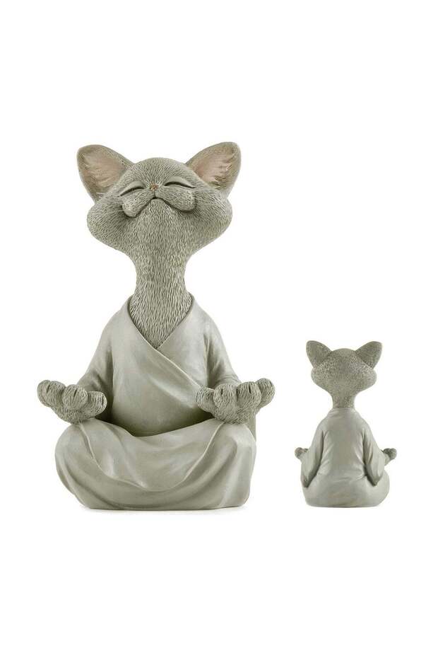 Whimsical Cat Figurine for Meditation & Yoga, Perfect Collectible Gift for Cat Lovers, Home Decor O