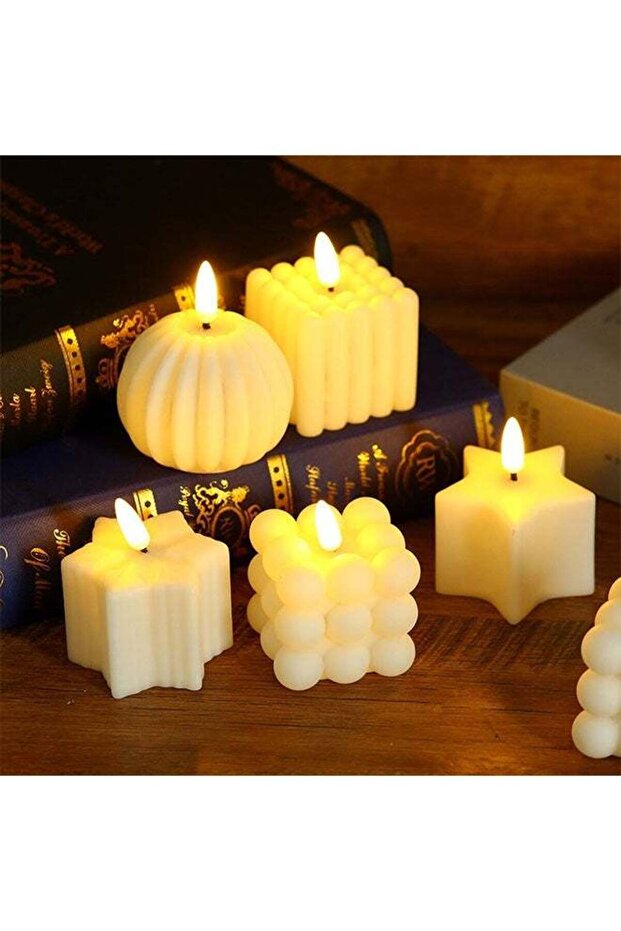 5 Pack Flameless LED Candles, Creative Magic Cube Electric Candles, LED Atmosphere Candle Lights, C