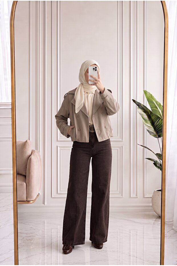 Şükriye Shawl Collar Jacket with Shoulder and Arm Patches-Nl1099 Mink