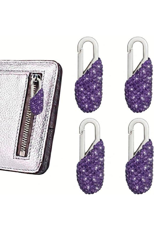 4 Pcs Bling Zipper Pull Replacement Universal Decorative Zipper Handle Puller Tab for Jacket,Backpac