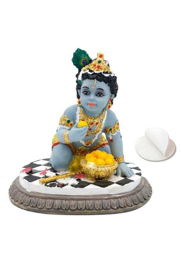 alikiki Baby Krishna Car Decor - 3.5”H Hindu God Lord Krishna Idol Statue Laddu Gopal India Murti I
