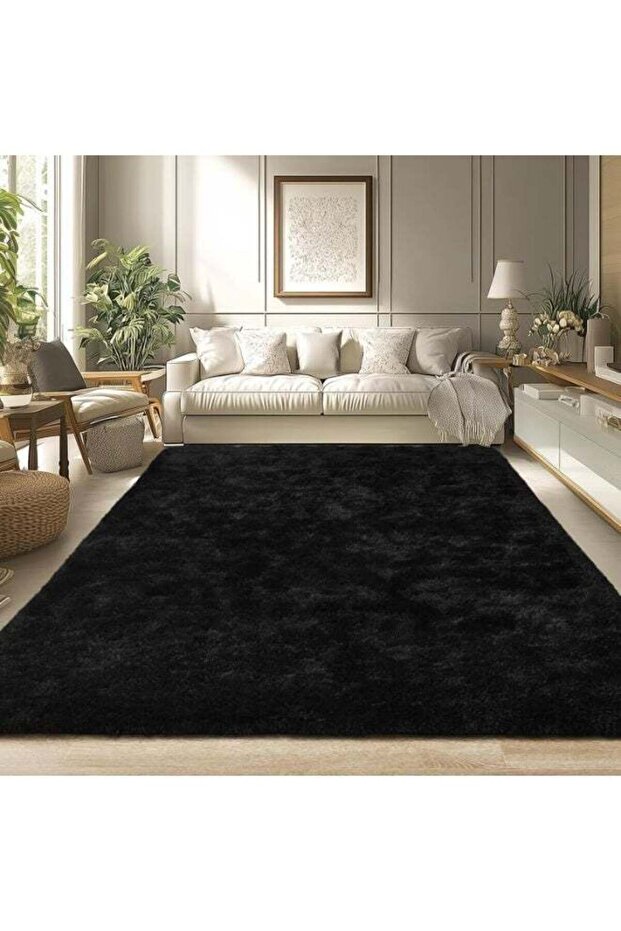 Merit Home Soft Fluffy Area Rugs Living Room Carpets for Nursery Decor Kids Room 120x200cm Feet Bla