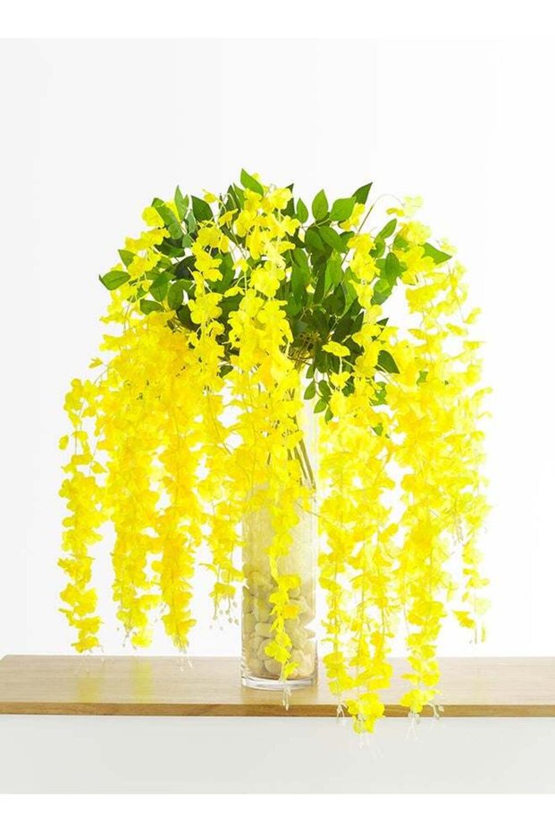 Wisteria 12pc Flower Stick with 36 branches – Yellow | 107cm Artificial Flower Stick | Ideal for We