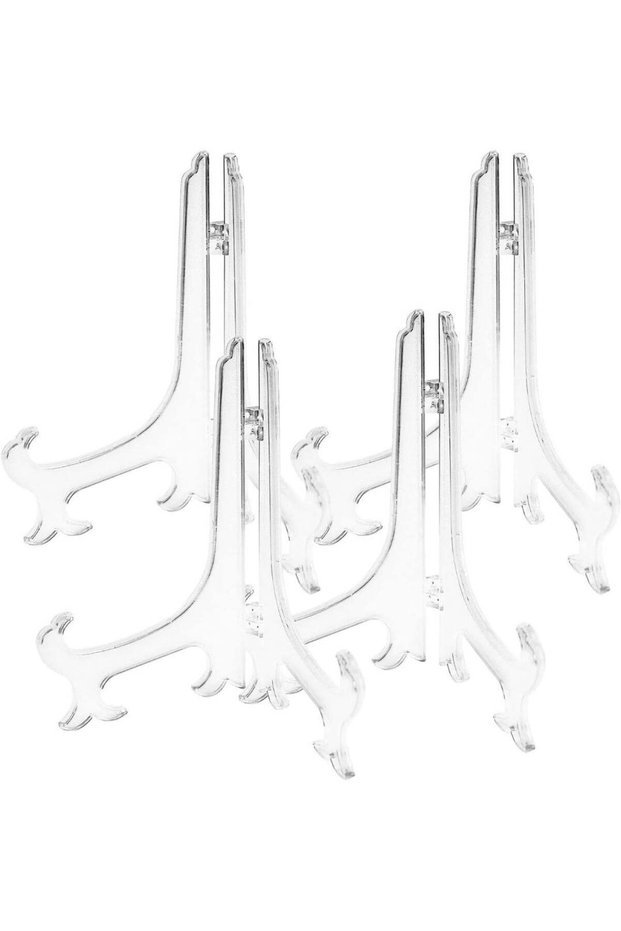 Plastic Easels, 4 Pcs Clear Picture Display Stands Card Easels Holder Stands for Home Decoration Bi