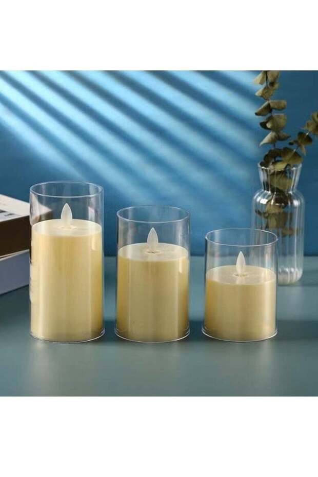 3-Piece LED Flameless Pillar Candle Set – Realistic Flickering Warm White Candles, Battery Operated