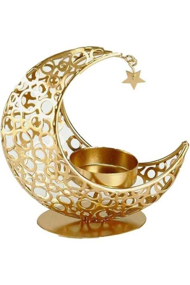 Moon and Star Candle Holder - Gold Ramadan Table Lamp Decor- Eid Decorations Lights for Eid al Fitr