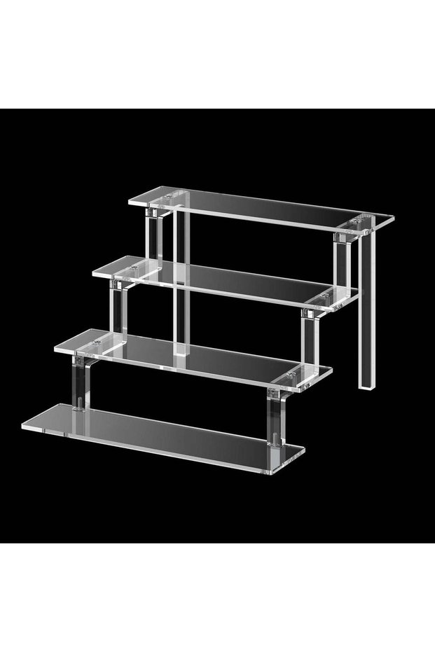 ARS® Acrylic Risers Display Stand - 4 Tiered Clear Display Shelf for Collectibles, Perfume, Cupcake