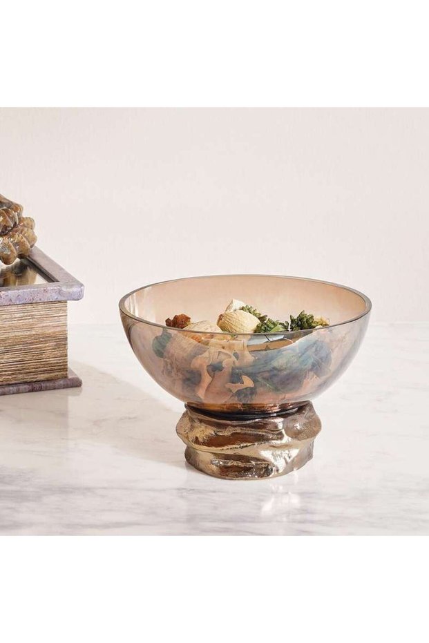 Callisto Metal Decor Footed Bowl 14.2x14.2x9cm - Antique Gold - 112EIL9900082
