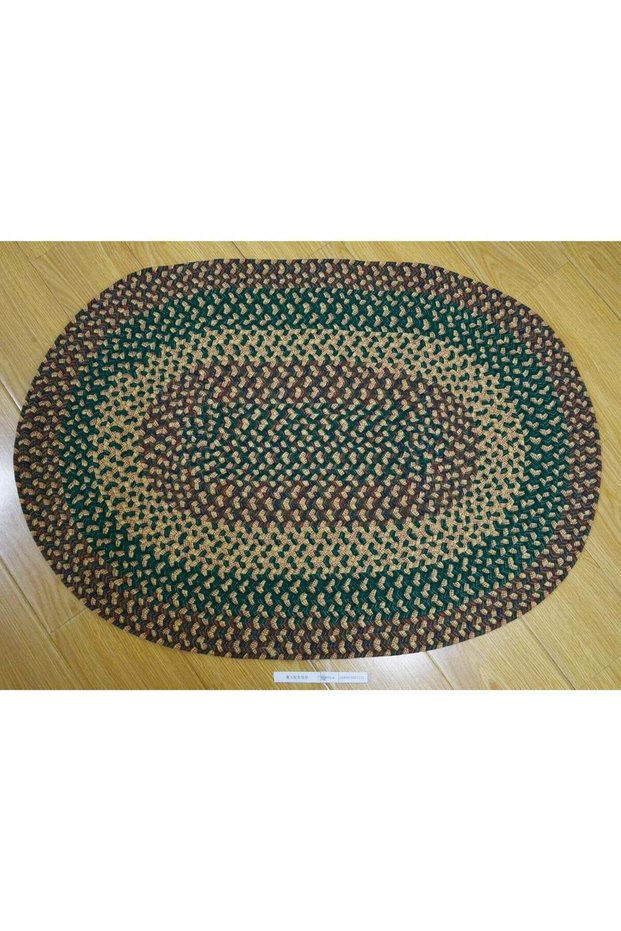 GOLD MANTIS Braided Oval Area Rug 60×90cm – 100% Cotton, Handmade Reversible Carpet, Washable Flatw