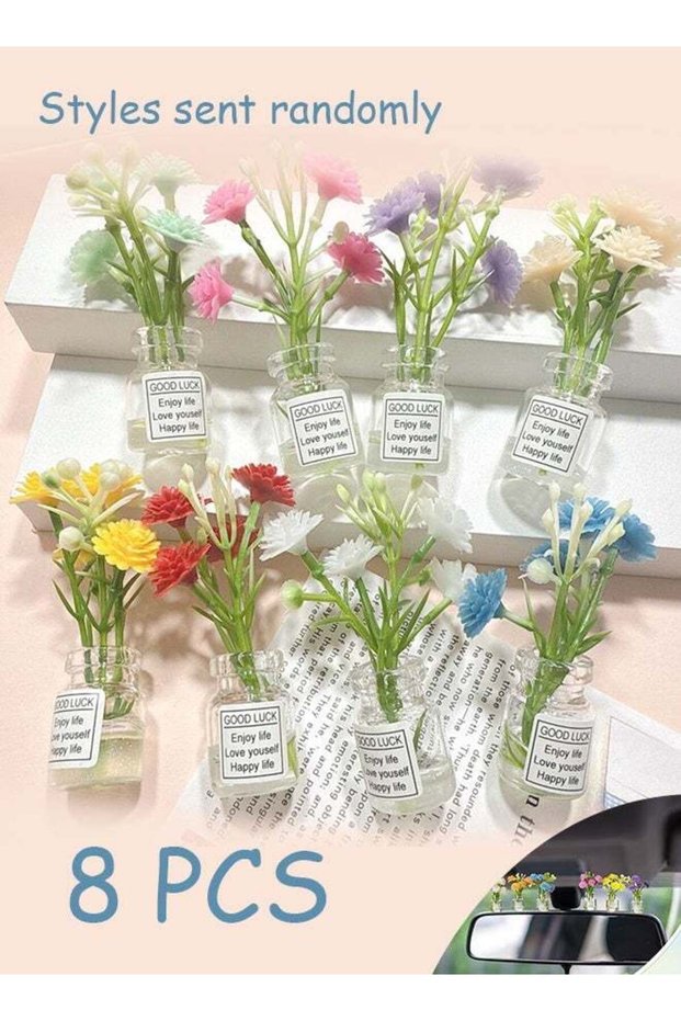 8 pcs Car Dashboard Decor Flowers Cute Car Accessories Women's Mini Flower Bouquet Vehicle Interior