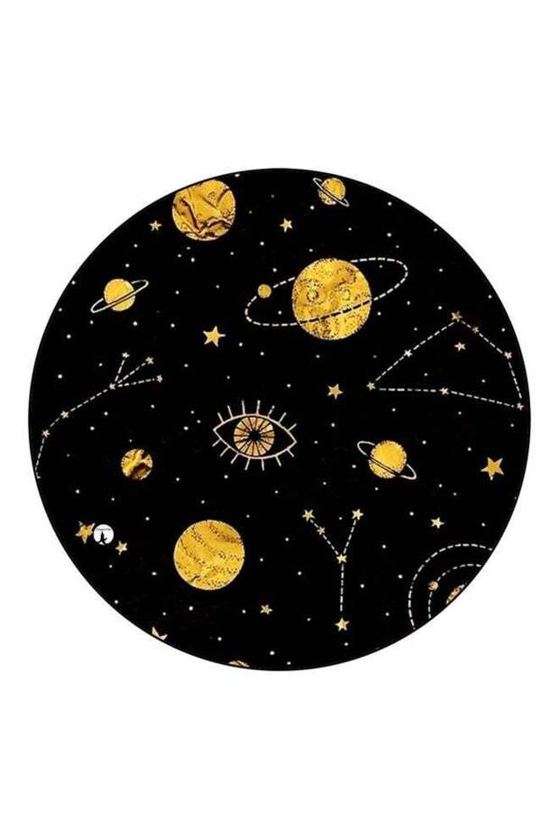 Planet Printed Fridge Magnet Black/Yellow/White 5.5cm