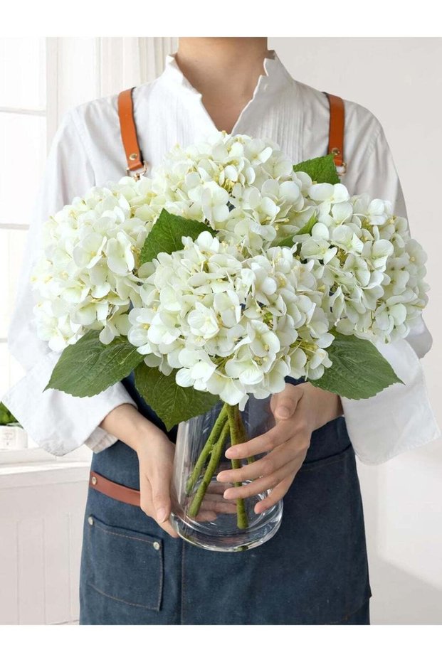 LATIFA Flowers Hydrangea Artificial Flowers, 4Pcs 20" Real Touch Lifelike Faux Silk Flowers