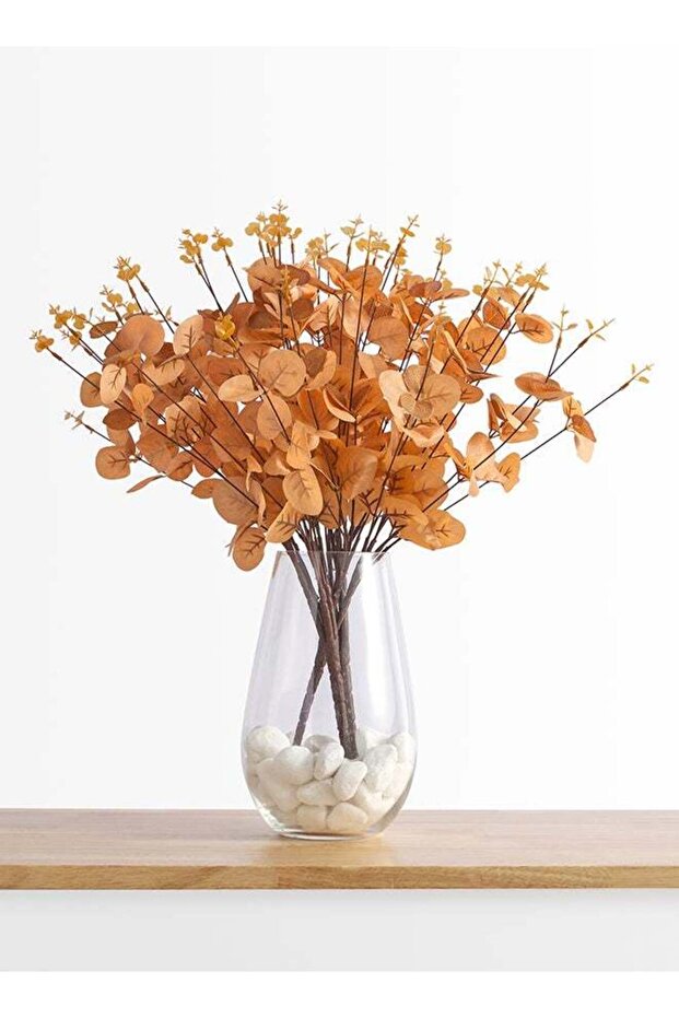 Eucalyptus 3pc Leaves Bunch – Orange | 62cm Artificial Leaves Bunch | Fillers for Floral Arrangemen