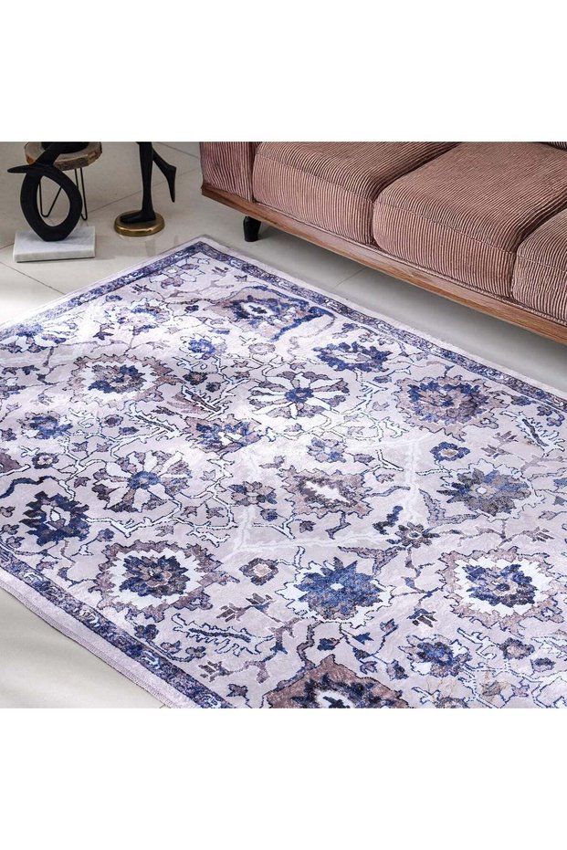 Eminence Home Lenni Printed Area Rug, 90x150 cm, Multicolor - Soft Polyester Carpet with Non-Slip B