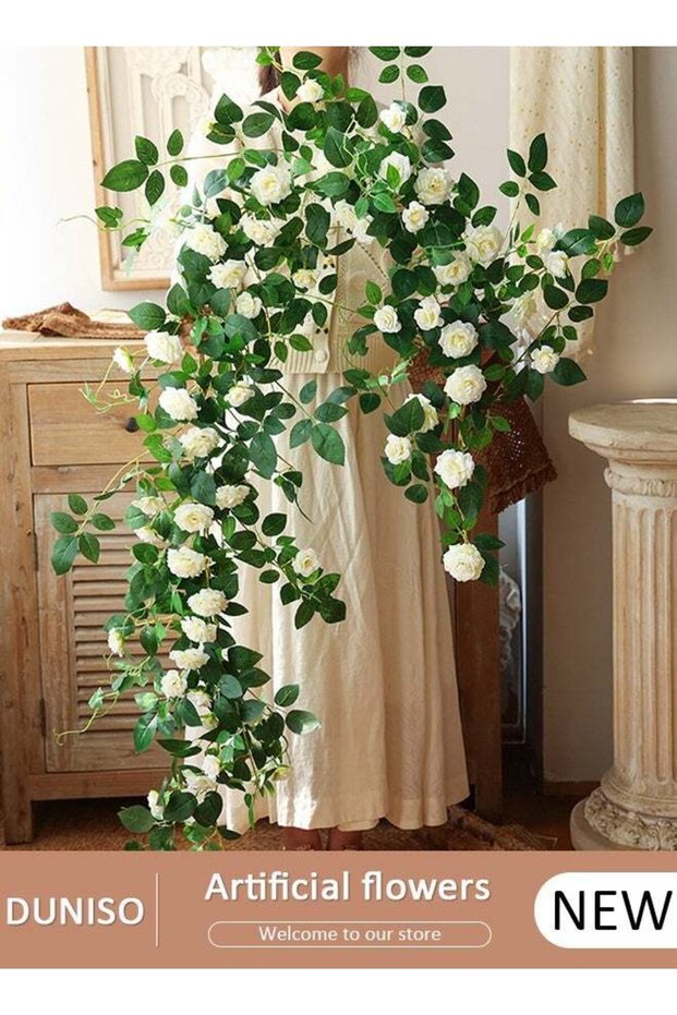 68 inch Flower Garland Fake Rose Vine Artificial Flower Hanging Rose Ivy Flower Plants Artificial,H