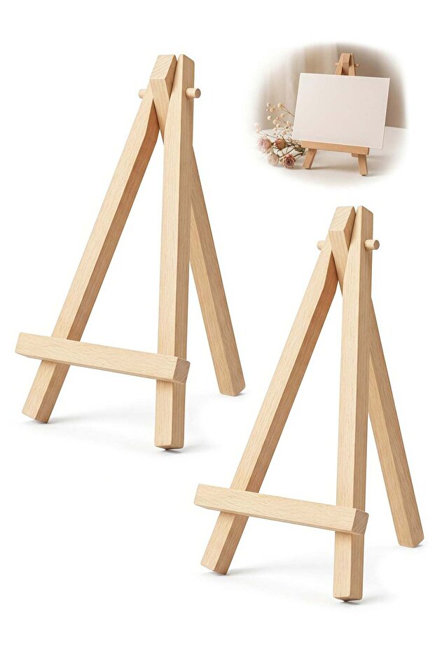 2pcs Mini Easel Stand, 15cm Small Wooden Tabletop Easels for Display, Adjustable Desktop Canvas Hol