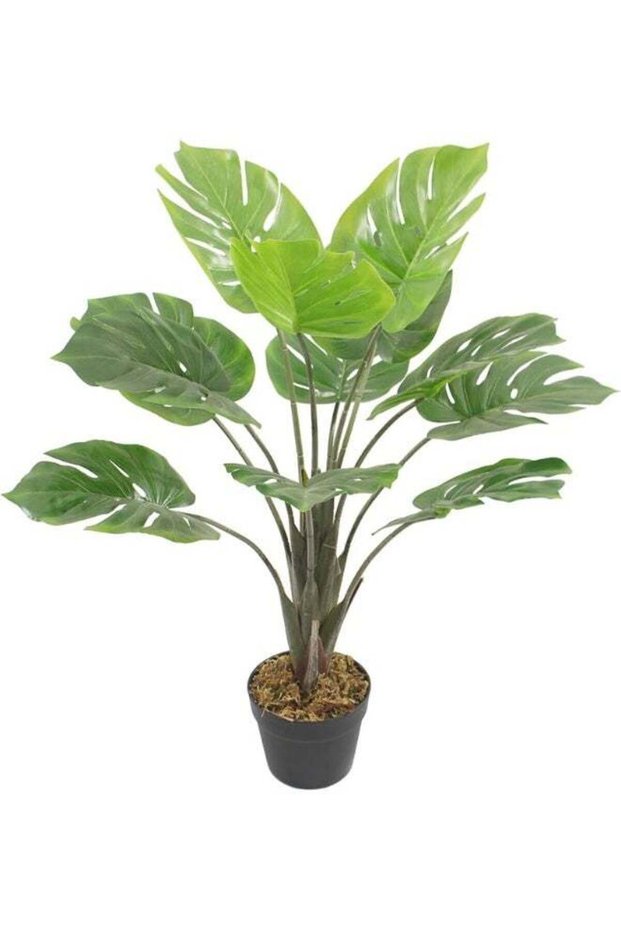 MARCOLO Artificial Monstera Tree in Black Pot, Green, Realistic Tropical Leaves, Indoor Home Decor
