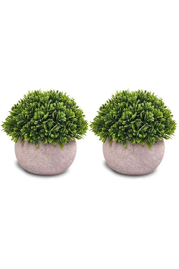 2 Pots Artificial Plants Small Faux Plants Mini Fake Plants Cute Artificial Greenery in Pots for Ho