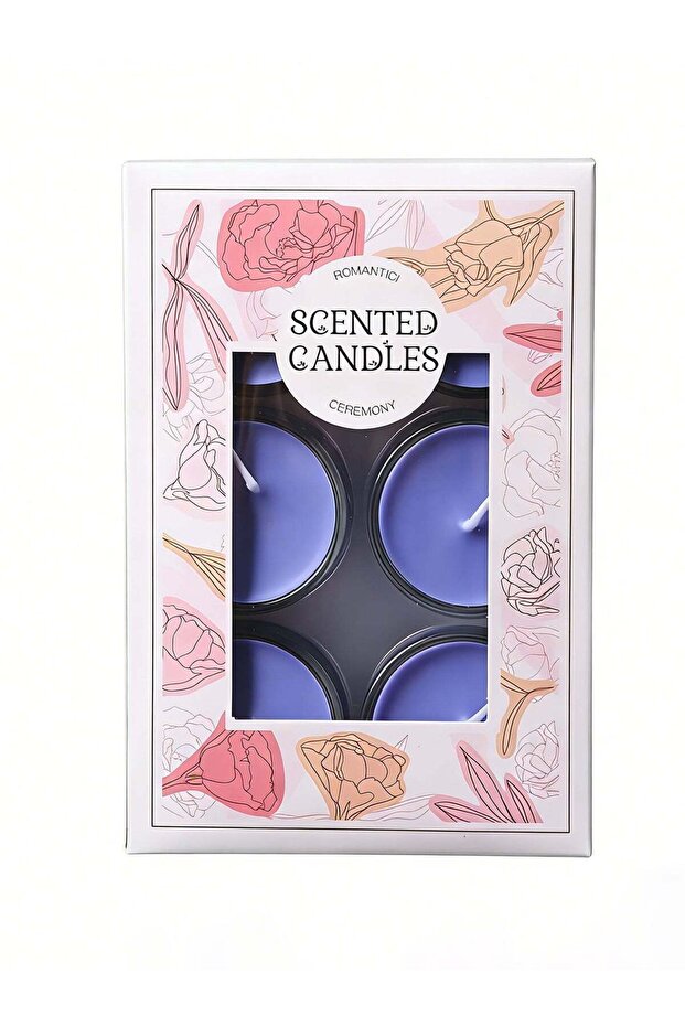 6 Pack Glass Cup Scented Candles - Blue Ocean Fragrance - 8 Hours Burn Time - Smokeless Aromatherap