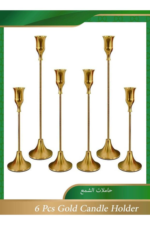 6 Pcs Gold Candle Holder, Candle Stick Holders, Candlestick Holder Set for Dinning, Party, Vintage