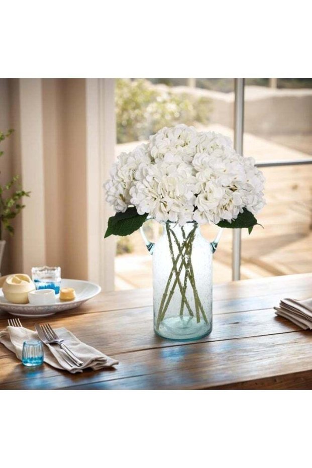 Fake White Flowers Artificial Silk Hydrangea Flowers Bouquets Faux Hydrangea Stems 3Pcs for Home Ta