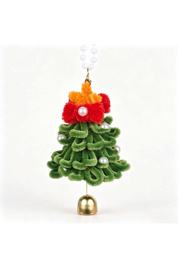 1 Pcs Christmas Tree Bell Pipe Cleaner Ornaments, Handmade Festive Hanging Decor for Christmas Tree