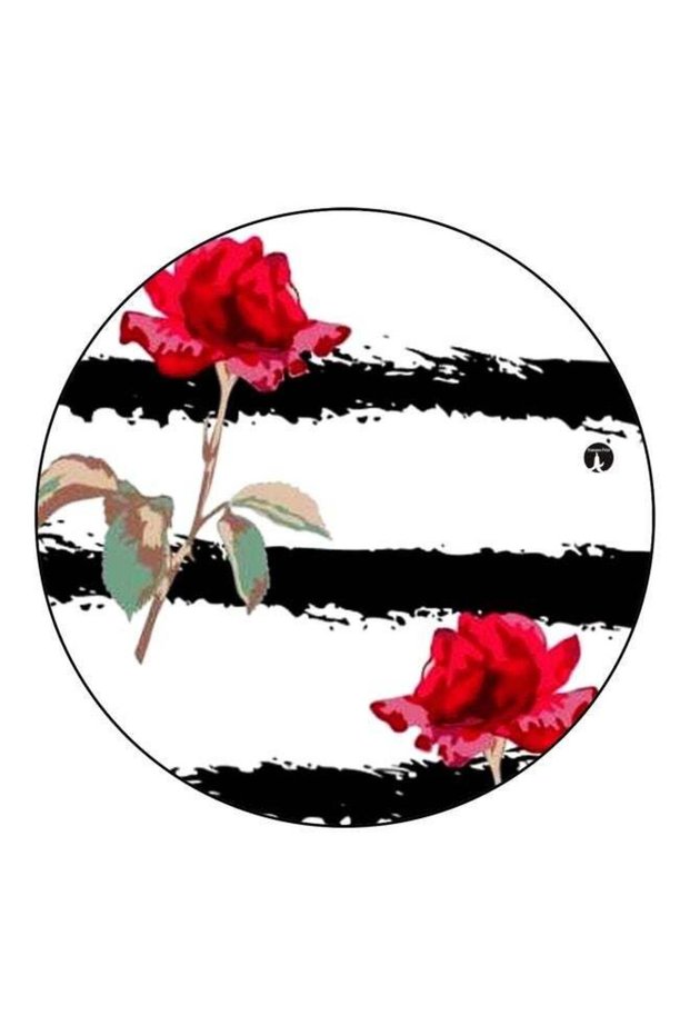 Floral Printed Fridge Magnet White/Red/Black 5.5cm