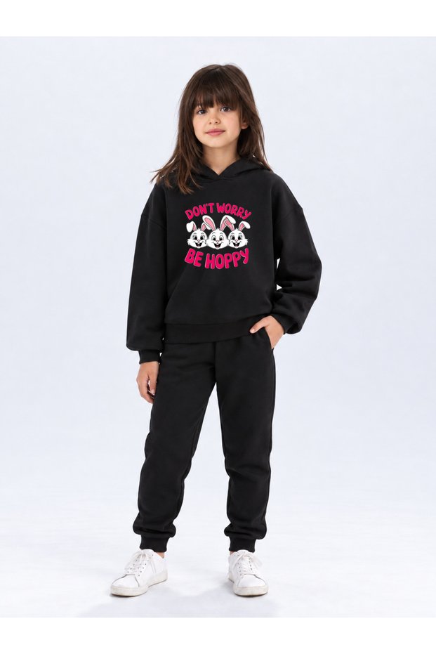 Kids Animal Printed Design Unisex Children's Hoodie and Sweatpants Set - Comfortable Fit Cotton Two-Piece Set
